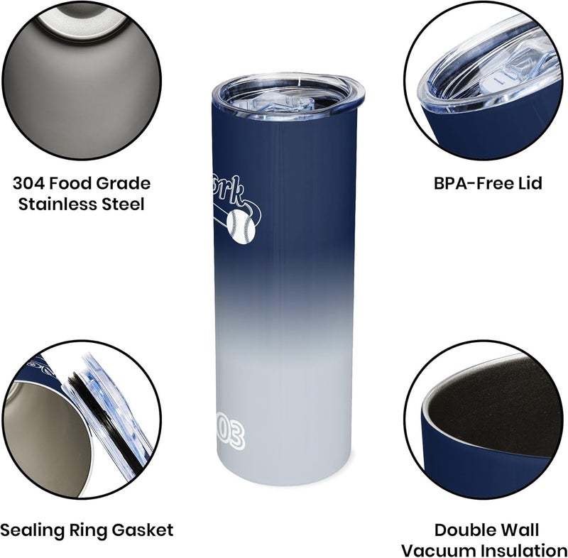 Suswoos New York EST 1903 Tumblers 20oz Insulated Stainless Steel | Straight Skinny Car Cups | Gifts for Men Women Fans | Sports Travel Coffee Mug | Classic Collection - Image 2